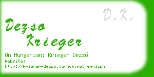 dezso krieger business card